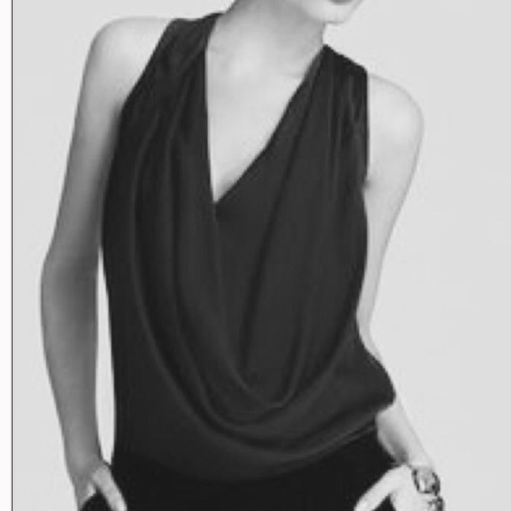 Diane Von Furstenberg Black Sleeveless Silk Blouse